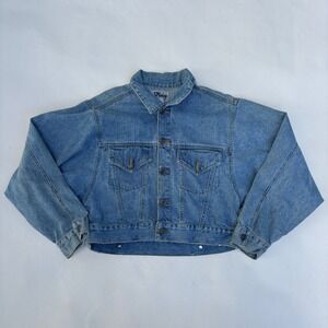 Vintage Mickey by Jerry Leigh Disney Friends Cropped Denim Jacket Blue Medium